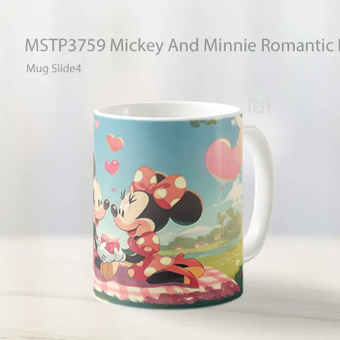 Mickey And Minnie Romantic Picnic Disney Valentines Mug Gelas Keramik MSTP3759