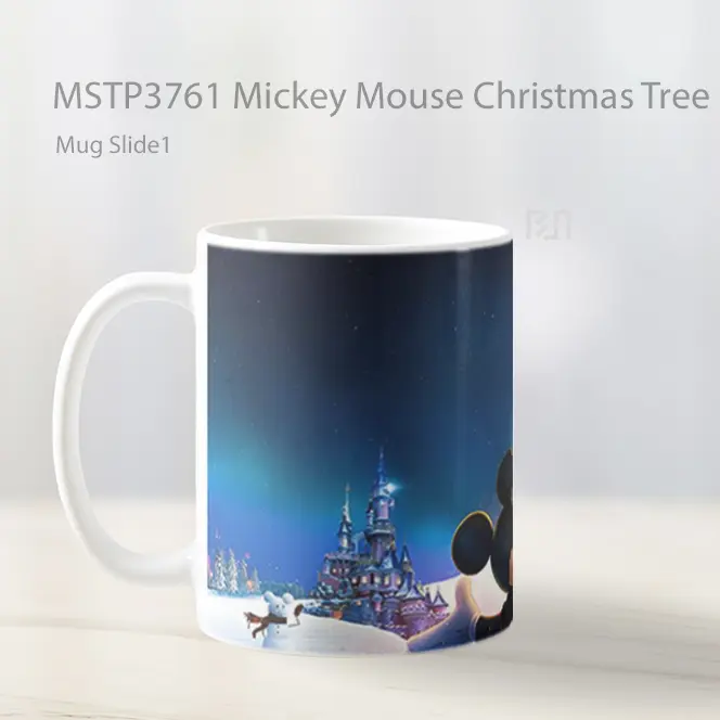 Mickey Mouse Christmas Tree Disney Mug Gelas Keramik MSTP3761 - All-side / Desain