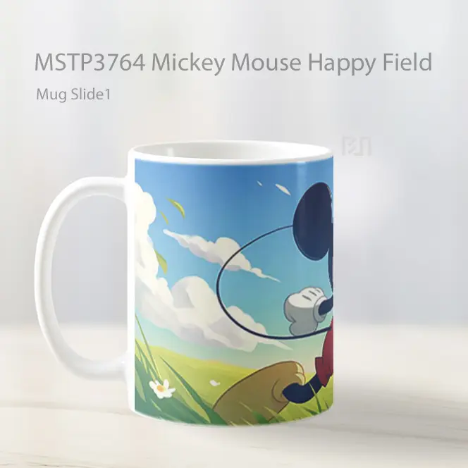 Mickey Mouse Happy Field Mug Gelas Keramik MSTP3764 - All-side / Desain