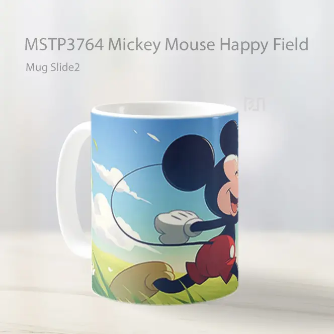 Mickey Mouse Happy Field Mug Gelas Keramik MSTP3764 - All-side / Desain