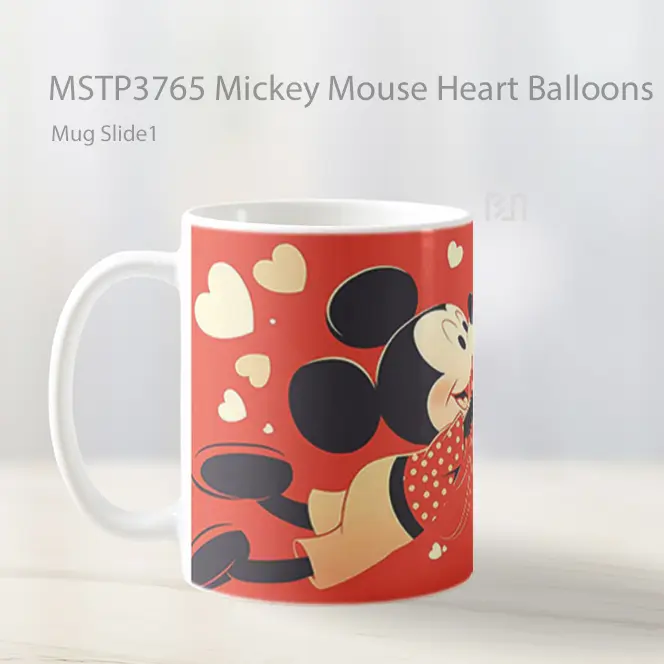 Mickey Mouse Heart Balloons Mug Gelas Keramik MSTP3765 - All-side / Desain
