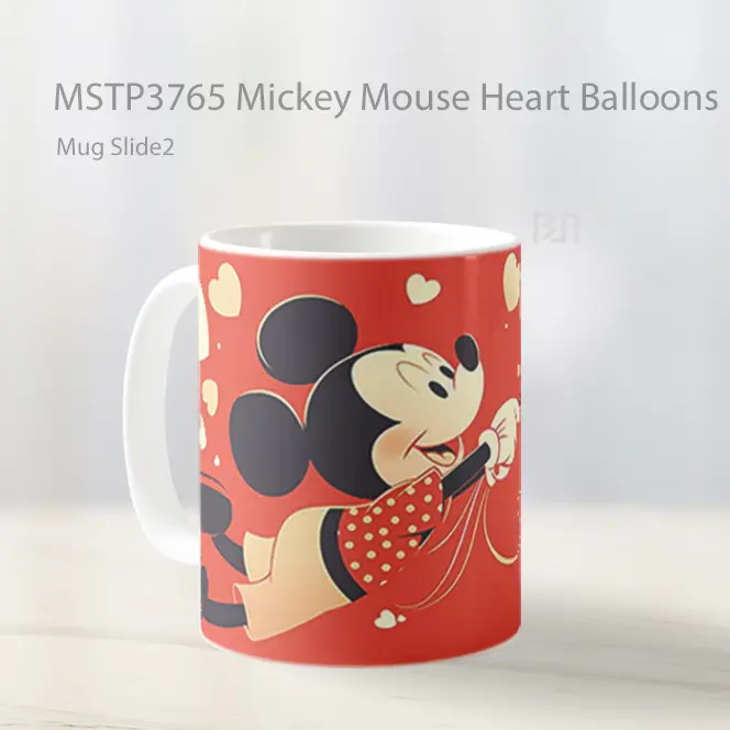 Mickey Mouse Heart Balloons Mug Gelas Keramik MSTP3765 - All-side / Desain