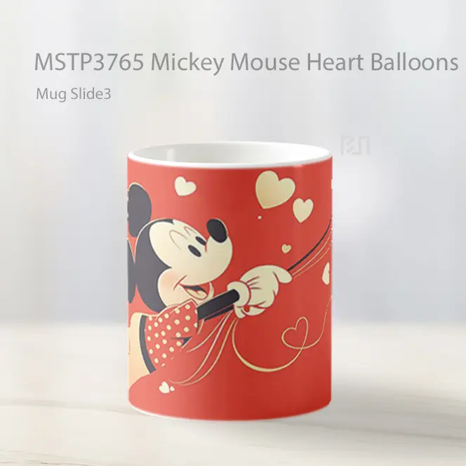 Mickey Mouse Heart Balloons Mug Gelas Keramik MSTP3765 - All-side / Desain