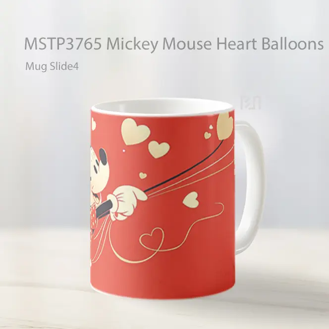 Mickey Mouse Heart Balloons Mug Gelas Keramik MSTP3765