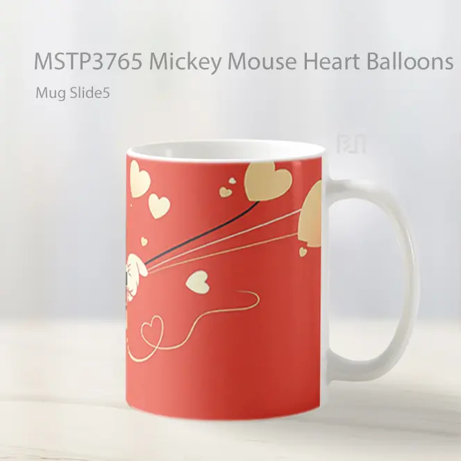 Mickey Mouse Heart Balloons Mug Gelas Keramik MSTP3765 - All-side / Desain