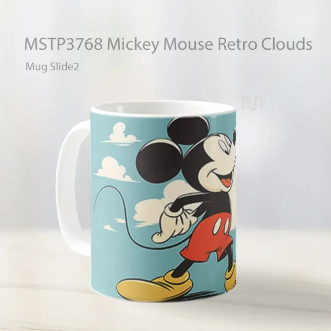 Mickey Mouse Retro Clouds Mug Gelas Keramik MSTP3768 - All-side / Desain