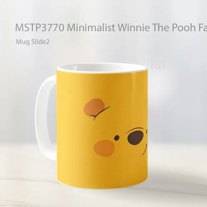 Minimalist Winnie The Pooh Face Outline Mug Gelas Keramik MSTP3770 - All-side / Desain