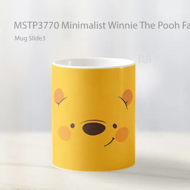 Minimalist Winnie The Pooh Face Outline Mug Gelas Keramik MSTP3770 - All-side / Desain