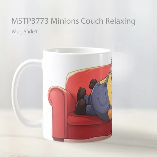 Minions Couch Relaxing Mug Gelas Keramik MSTP3773 - All-side / Desain