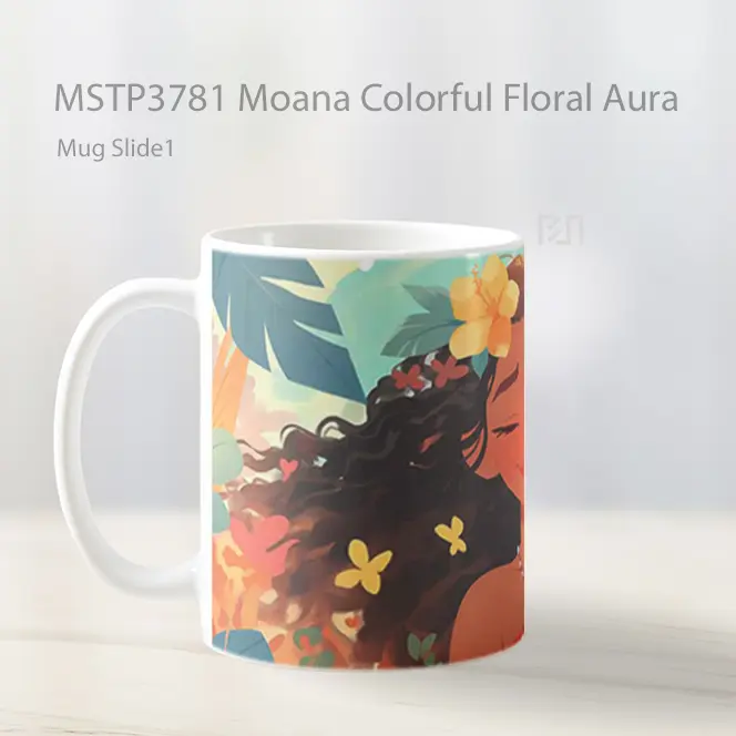 Moana Colorful Floral Aura Mug Gelas Keramik MSTP3781 - All-side / Desain