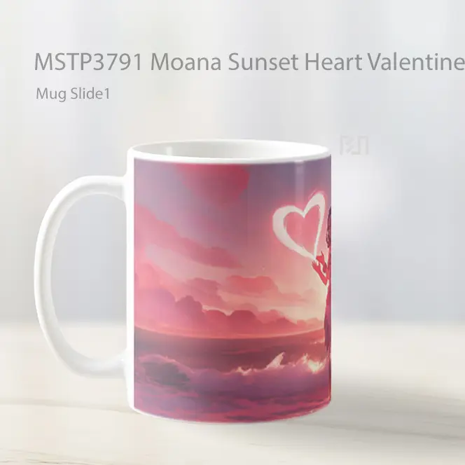 Moana Sunset Heart Valentines Mug Gelas Keramik MSTP3791 - All-side / Desain