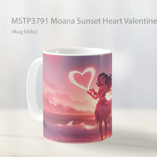 Moana Sunset Heart Valentines Mug Gelas Keramik MSTP3791 - All-side / Desain