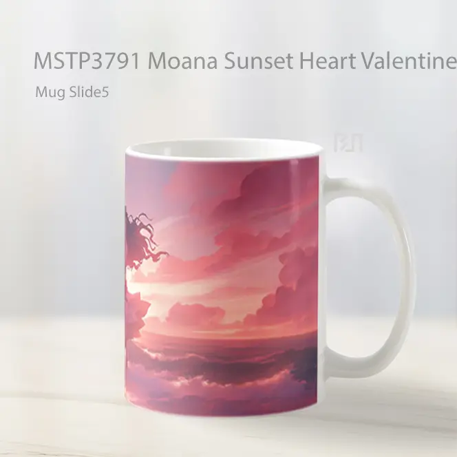 Moana Sunset Heart Valentines Mug Gelas Keramik MSTP3791 - All-side / Desain