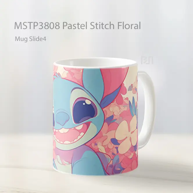 Pastel Stitch Floral Mug Gelas Keramik MSTP3808