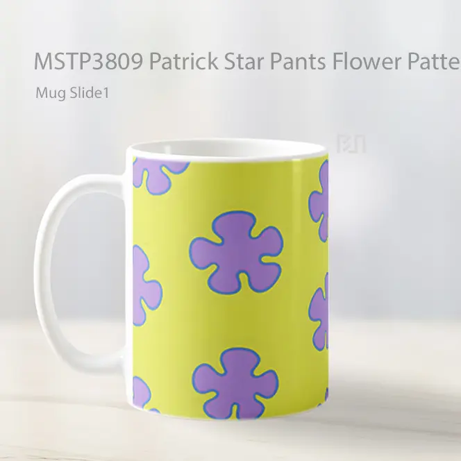 Patrick Star Pants Flower Pattern Spongebob Mug Gelas Keramik MSTP3809 - All-side / Desain