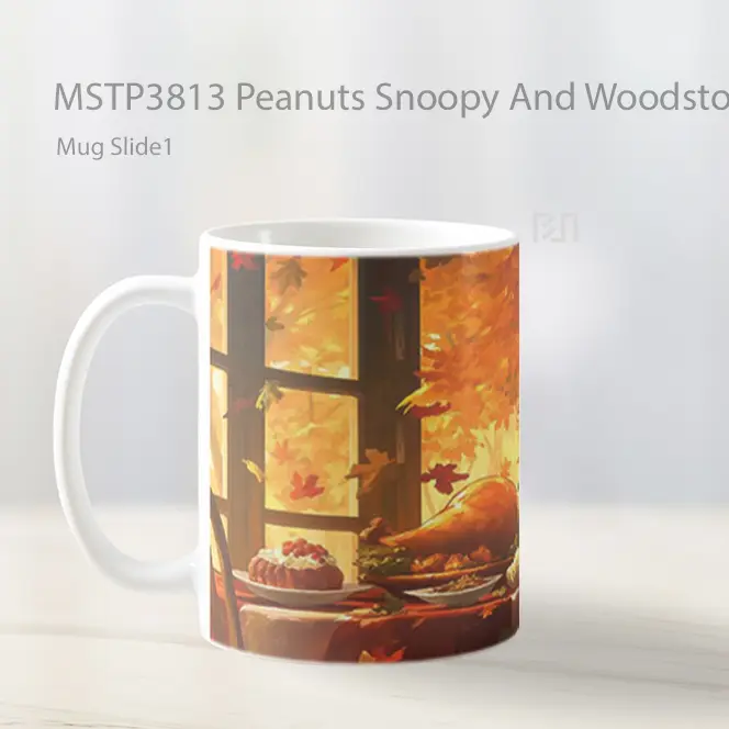 Peanuts Snoopy And Woodstock Dinner Mug Gelas Keramik MSTP3813 - All-side / Desain