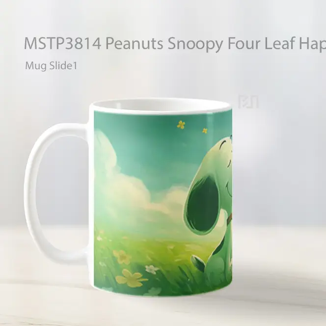 Peanuts Snoopy Four Leaf Happiness Mug Gelas Keramik MSTP3814 - All-side / Desain