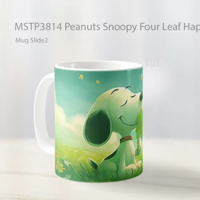 Peanuts Snoopy Four Leaf Happiness Mug Gelas Keramik MSTP3814 - All-side / Desain