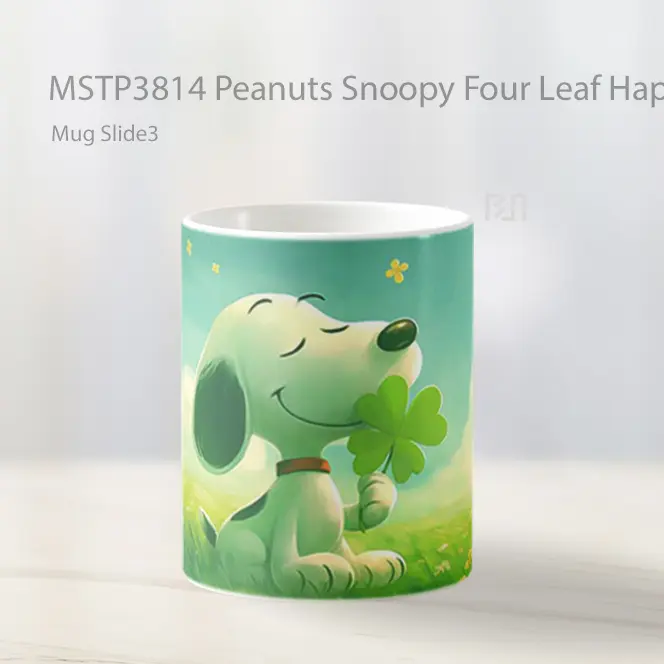 Peanuts Snoopy Four Leaf Happiness Mug Gelas Keramik MSTP3814 - All-side / Desain