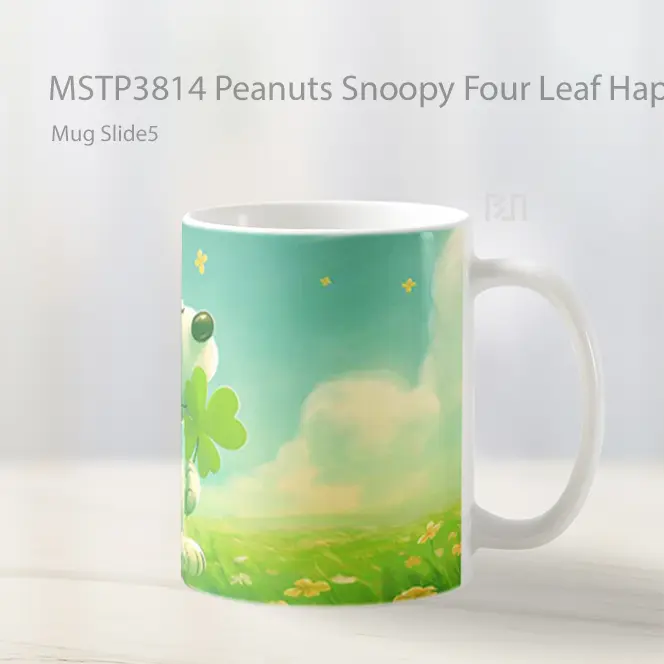 Peanuts Snoopy Four Leaf Happiness Mug Gelas Keramik MSTP3814 - All-side / Desain