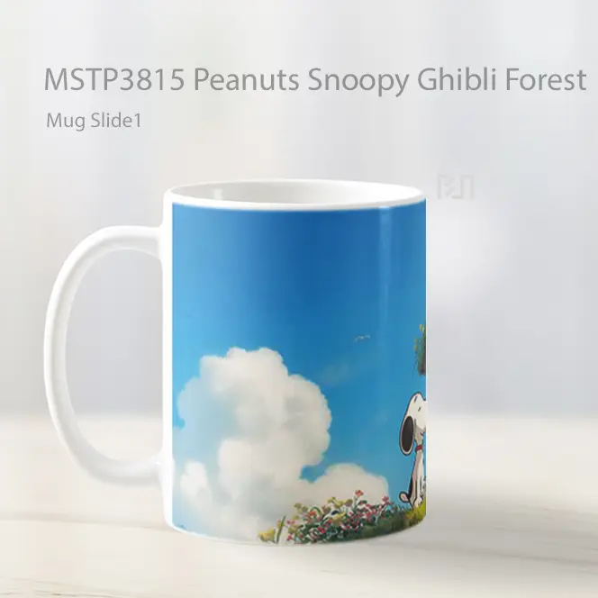 Peanuts Snoopy Ghibli Forest Mug Gelas Keramik MSTP3815 - All-side / Desain