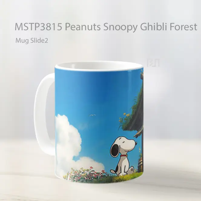 Peanuts Snoopy Ghibli Forest Mug Gelas Keramik MSTP3815 - All-side / Desain