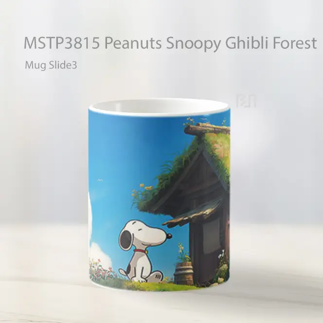 Peanuts Snoopy Ghibli Forest Mug Gelas Keramik MSTP3815 - All-side / Desain