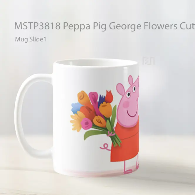 Peppa Pig George Flowers Cute Mug Gelas Keramik MSTP3818 - All-side / Desain