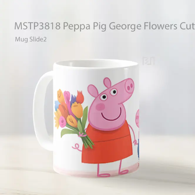 Peppa Pig George Flowers Cute Mug Gelas Keramik MSTP3818 - All-side / Desain