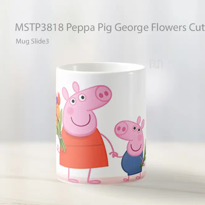 Peppa Pig George Flowers Cute Mug Gelas Keramik MSTP3818 - All-side / Desain