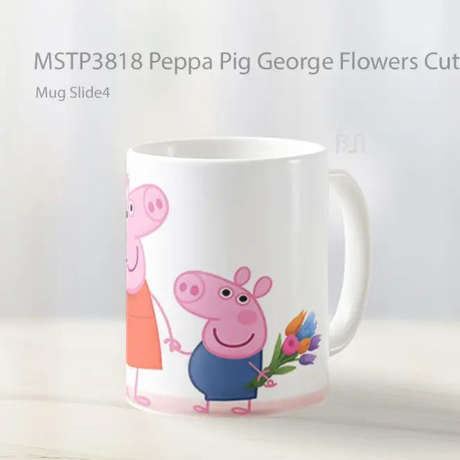 Peppa Pig George Flowers Cute Mug Gelas Keramik MSTP3818