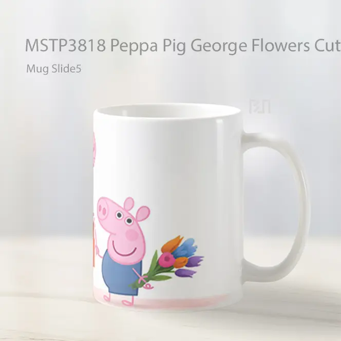 Peppa Pig George Flowers Cute Mug Gelas Keramik MSTP3818 - All-side / Desain