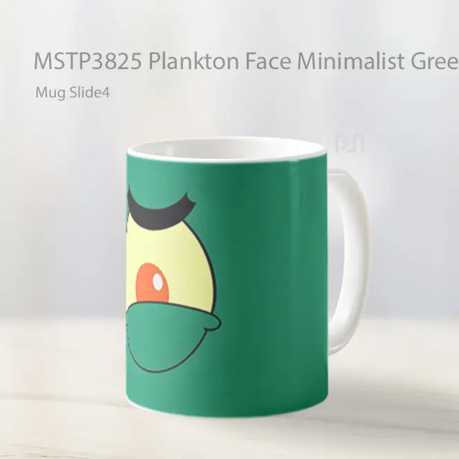 Plankton Face Minimalist Green Mug Gelas Keramik MSTP3825