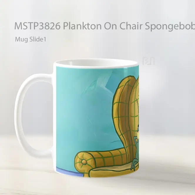Plankton On Chair Spongebob Mug Gelas Keramik MSTP3826 - All-side / Desain