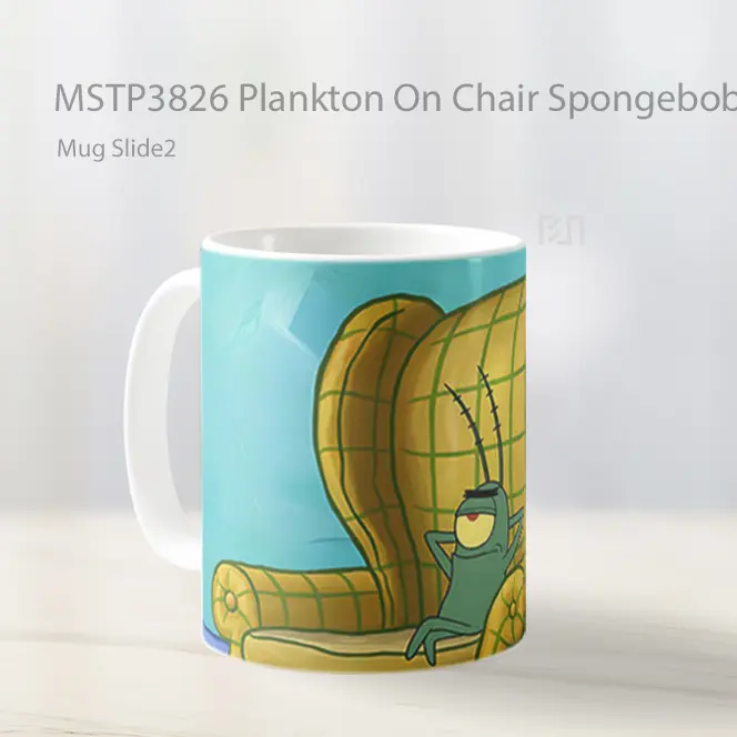 Plankton On Chair Spongebob Mug Gelas Keramik MSTP3826 - All-side / Desain
