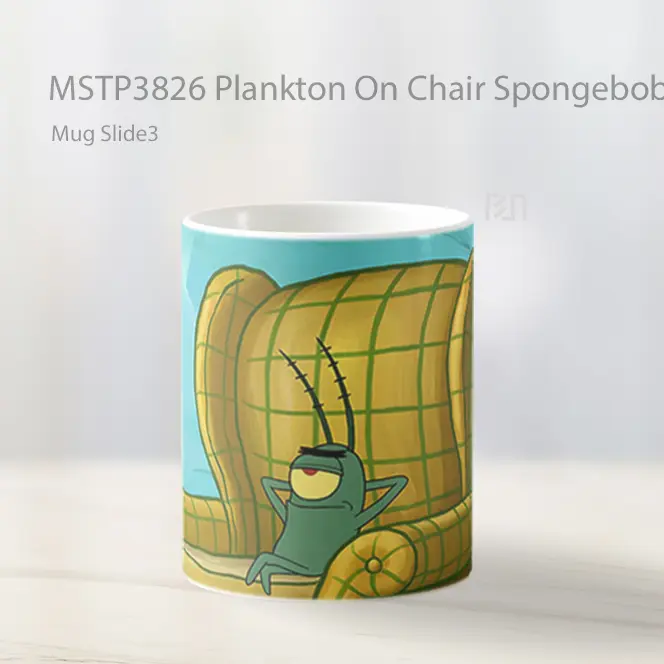 Plankton On Chair Spongebob Mug Gelas Keramik MSTP3826 - All-side / Desain