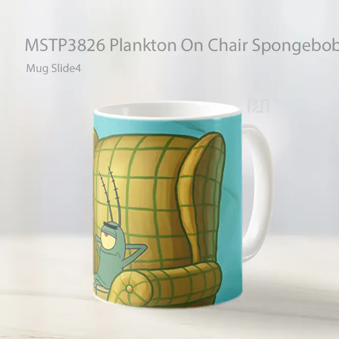 Plankton On Chair Spongebob Mug Gelas Keramik MSTP3826