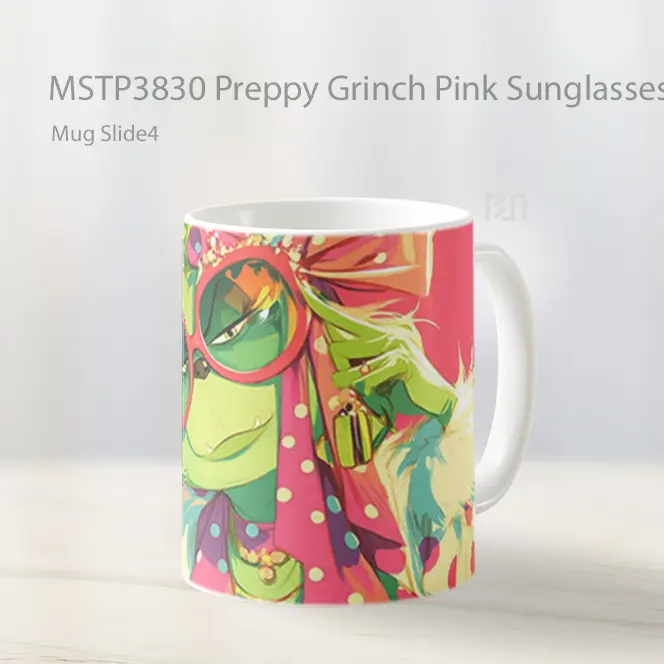 Preppy Grinch Pink Sunglasses Fashion Mug Gelas Keramik MSTP3830