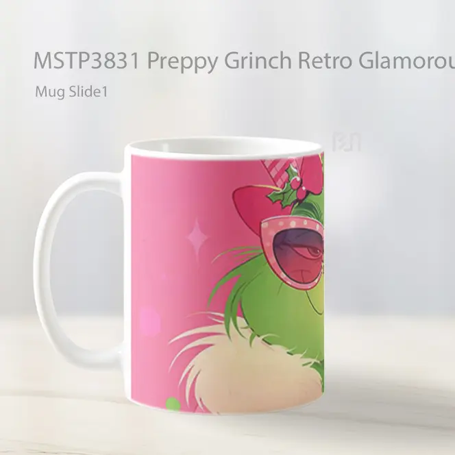 Preppy Grinch Retro Glamorous Look Mug Gelas Keramik MSTP3831 - All-side / Desain