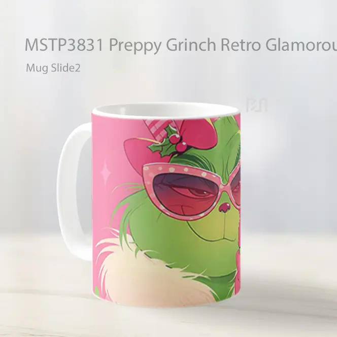 Preppy Grinch Retro Glamorous Look Mug Gelas Keramik MSTP3831 - All-side / Desain