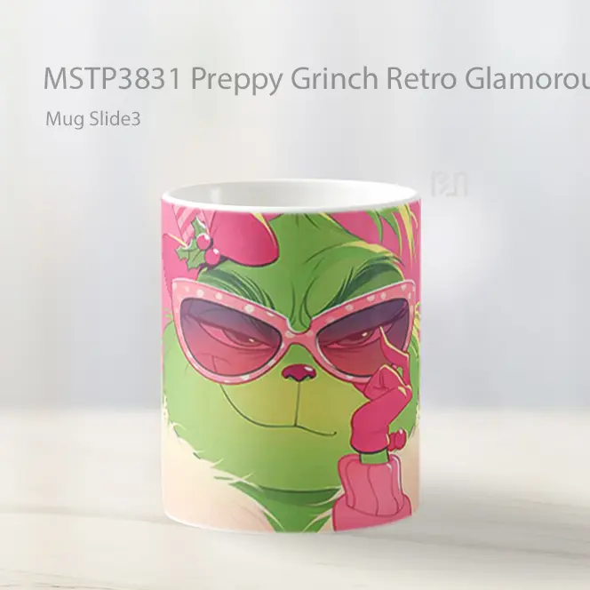 Preppy Grinch Retro Glamorous Look Mug Gelas Keramik MSTP3831 - All-side / Desain