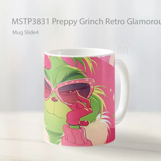 Preppy Grinch Retro Glamorous Look Mug Gelas Keramik MSTP3831