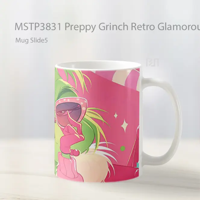 Preppy Grinch Retro Glamorous Look Mug Gelas Keramik MSTP3831 - All-side / Desain