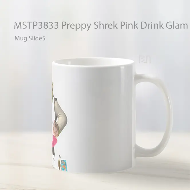 Preppy Shrek Pink Drink Glam White Mug Gelas Keramik MSTP3833 - All-side / Desain