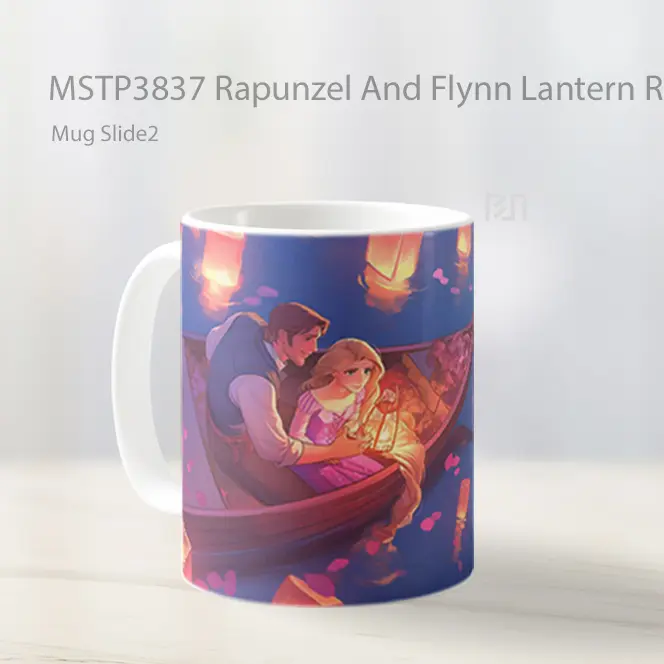Rapunzel And Flynn Lantern Romance Valentines Mug Gelas Keramik MSTP3837 - All-side / Desain