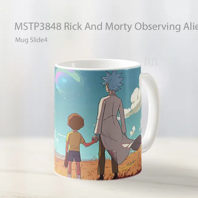 Rick And Morty Observing Alien World Mug Gelas Keramik MSTP3848