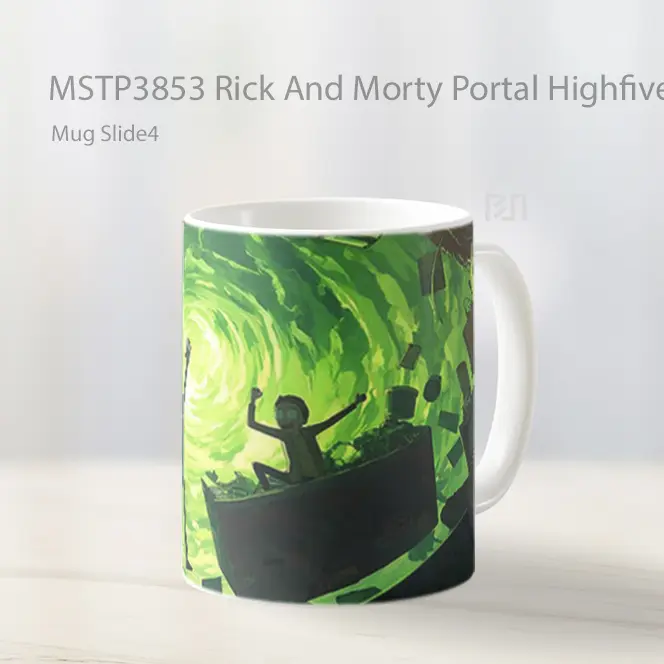 Rick And Morty Portal Highfive Mug Gelas Keramik MSTP3853