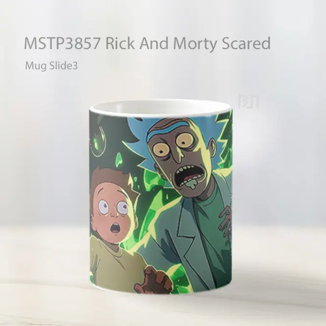 Rick And Morty Scared Mug Gelas Keramik MSTP3857 - All-side / Desain