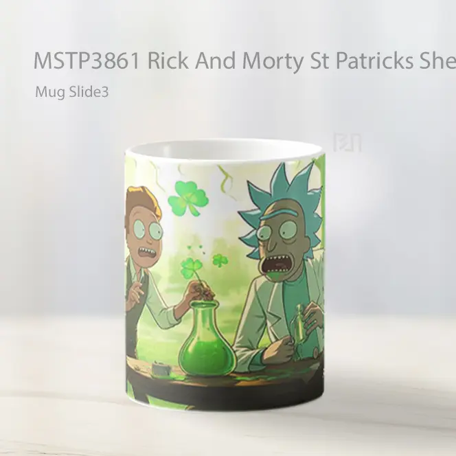 Rick And Morty St Patricks Shenanigans Mug Gelas Keramik MSTP3861 - All-side / Desain