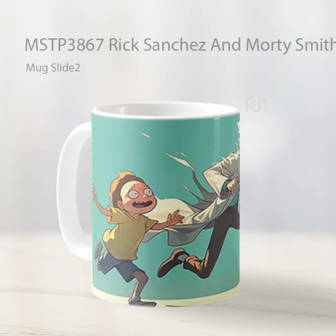 Rick Sanchez And Morty Smith On The Run Mug Gelas Keramik MSTP3867 - All-side / Desain
